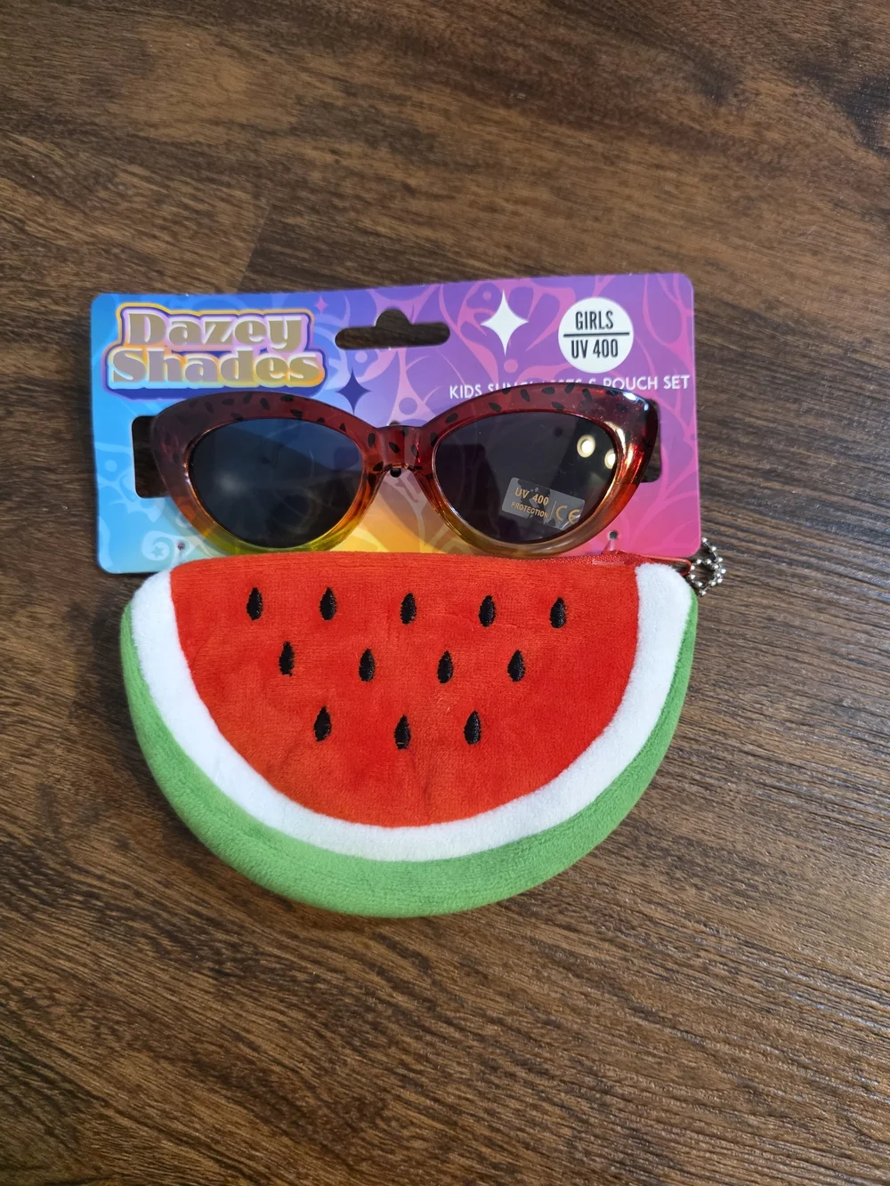 Girls' Shark Eyes Red And Green Watermelon Sunglasses And Case UCV 400
